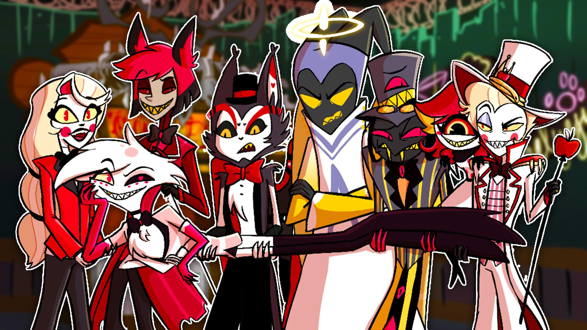 Discovery splash banner for Hazbin Hotel - VRChat Community Discord server