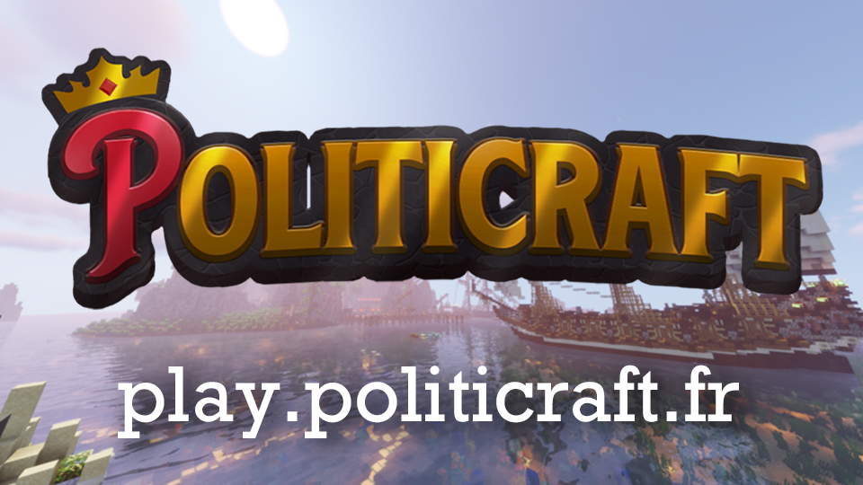Discovery splash banner for Politicraft | Serveur Minecraft 2026 Discord server