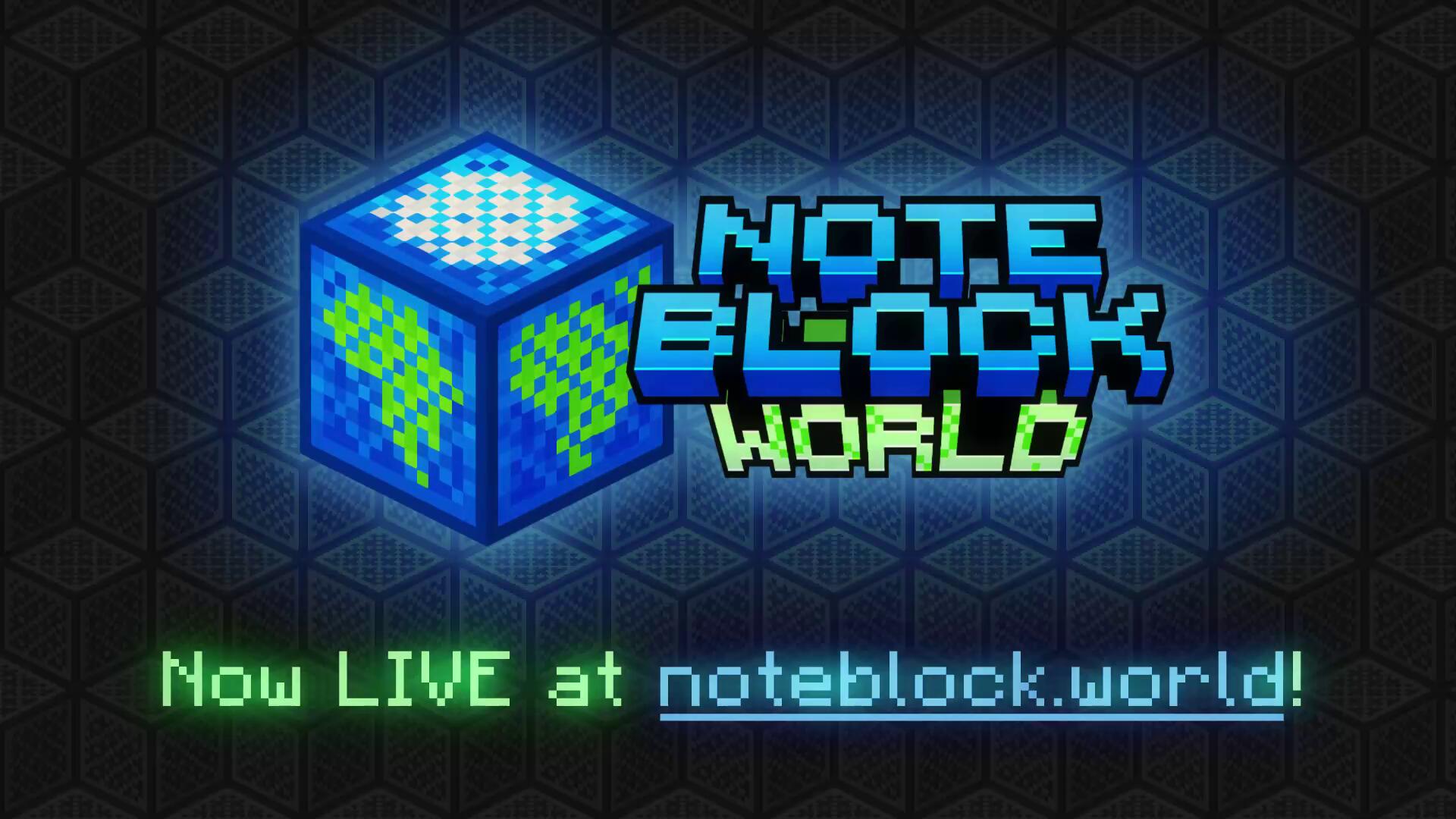 Discovery splash banner for Note Block World Discord server