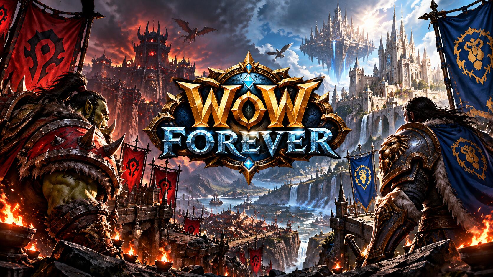 Discovery splash banner for WoW Forever / Le Bus Magique Discord server