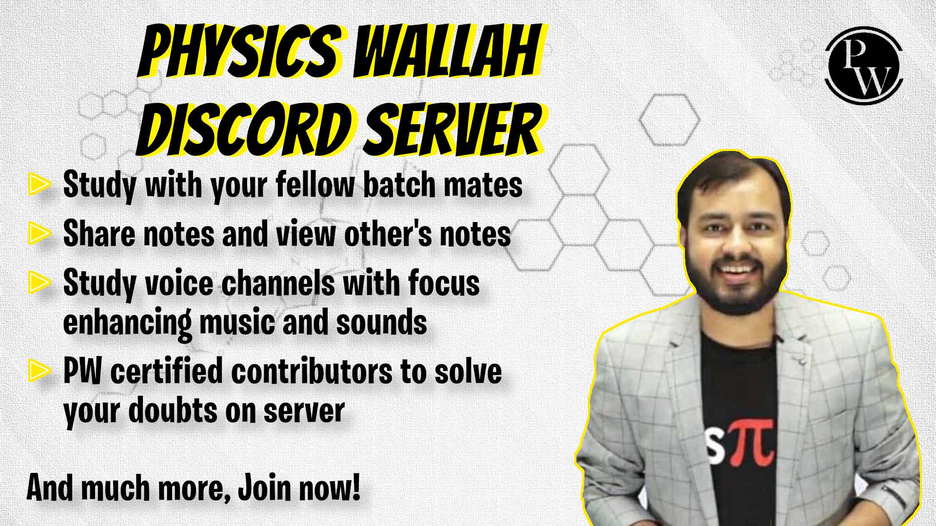 Discovery splash banner for Physics Wallah Discord server