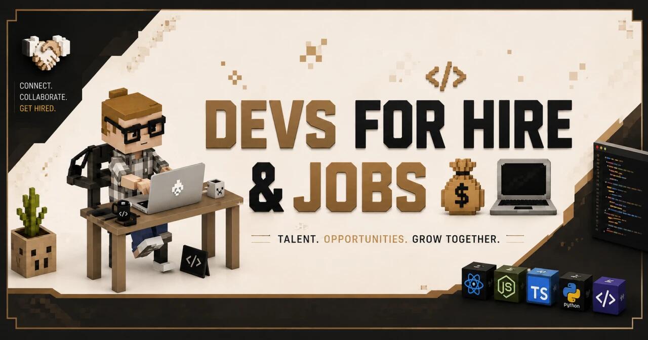 Discovery splash banner for 🤝Devs For Hire & Jobs💰💻 Discord server