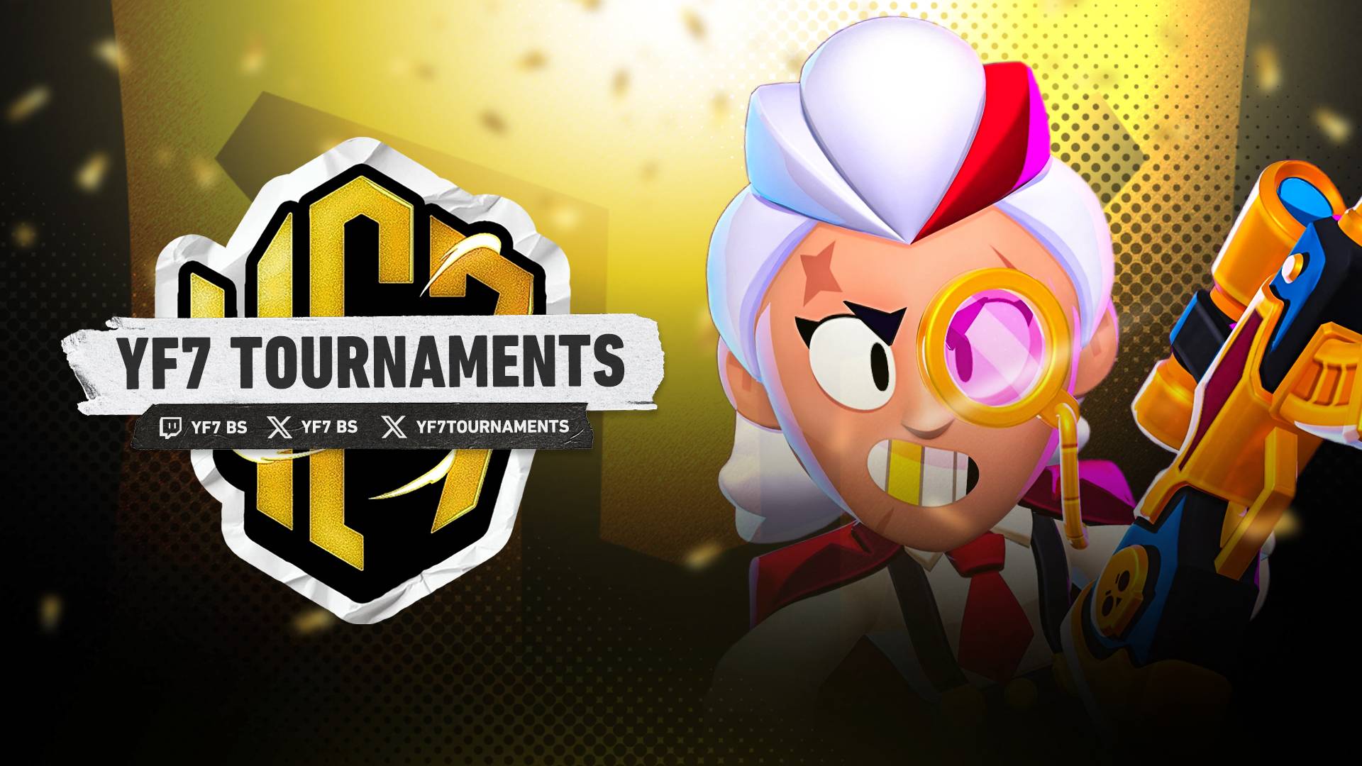 Discovery splash banner for YF7 Tournaments - Brawl Stars Discord server